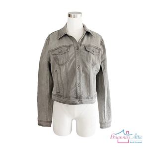 DKNY JEANS Women’s Denim Button front long sleeve jacket Gray (S)